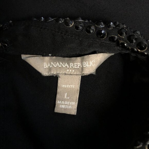 Banana Republic Sleeveless Top Womens Size Petite Large Black Bedazzled Collar - Picture 5 of 8